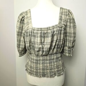 Universal Thread Square Neck Gingham Smocked Blouse, Sz L (PTP Sz 16")
